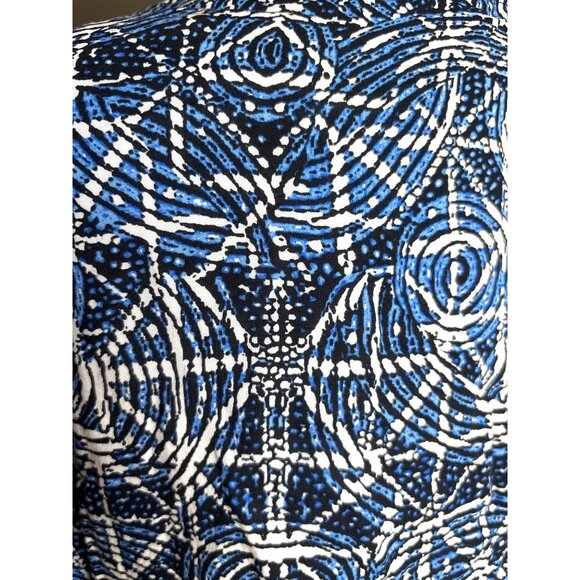 Maje Dress Size 42 / Large Printed Viscose Smocking Ruffle Indigo Black $385 - Picture 9 of 13